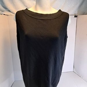 Vintage Link Woman Sleeveless Knit Shell Tank Top Ribbed Edge Black Plus Layer